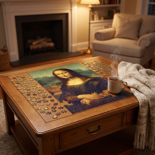 1000-Piece Puzzle: Mona Lisa in a cozy home