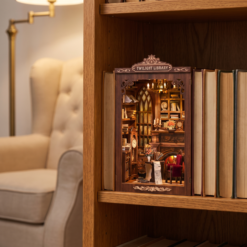 Book Nook Kit: Twilight Library in a cozy home
