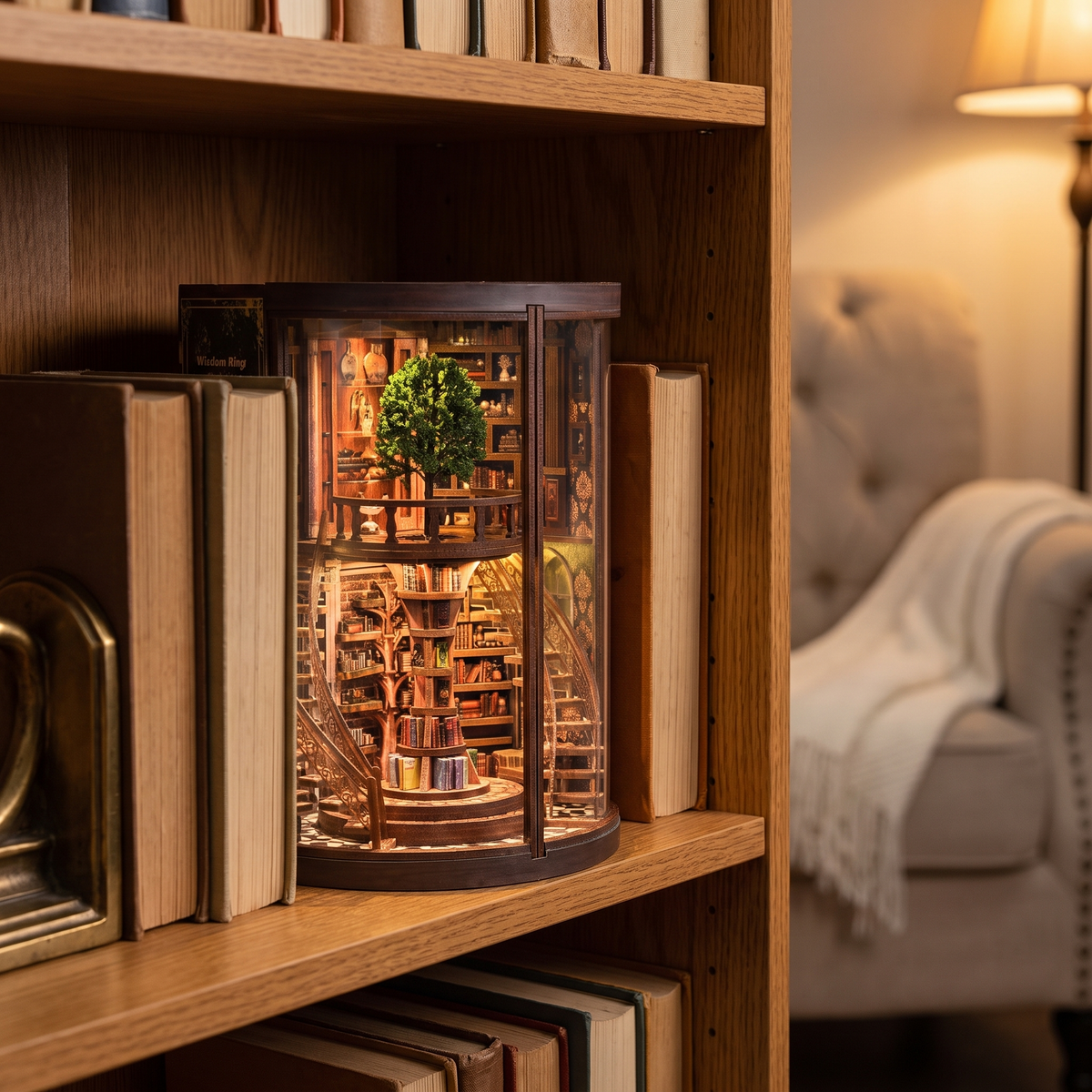 Book Nook Kit: Wisdom Ring in a cozy home