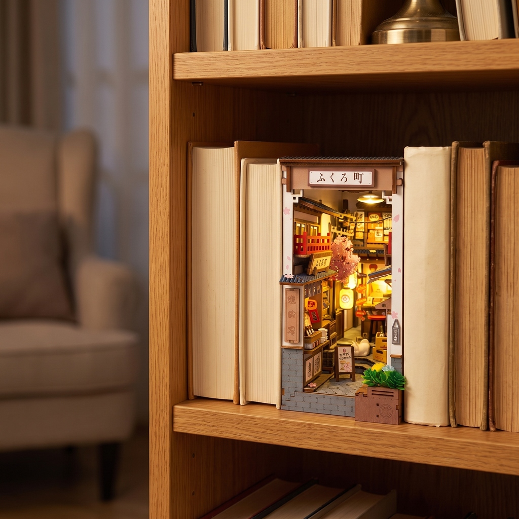Book Nook Kit: Sakura Wine Alley in a cozy home