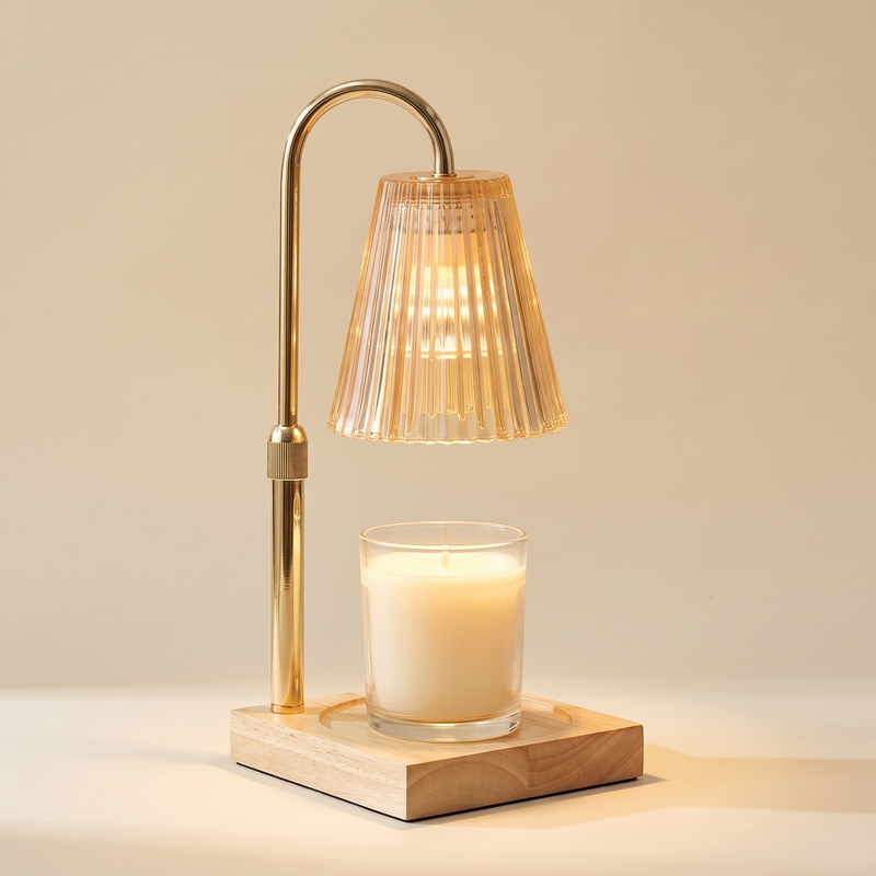 Candle Warmer Lamp with Wooden Tray