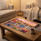 1000-Piece Puzzle: Mediterranean Harbor in a cozy home