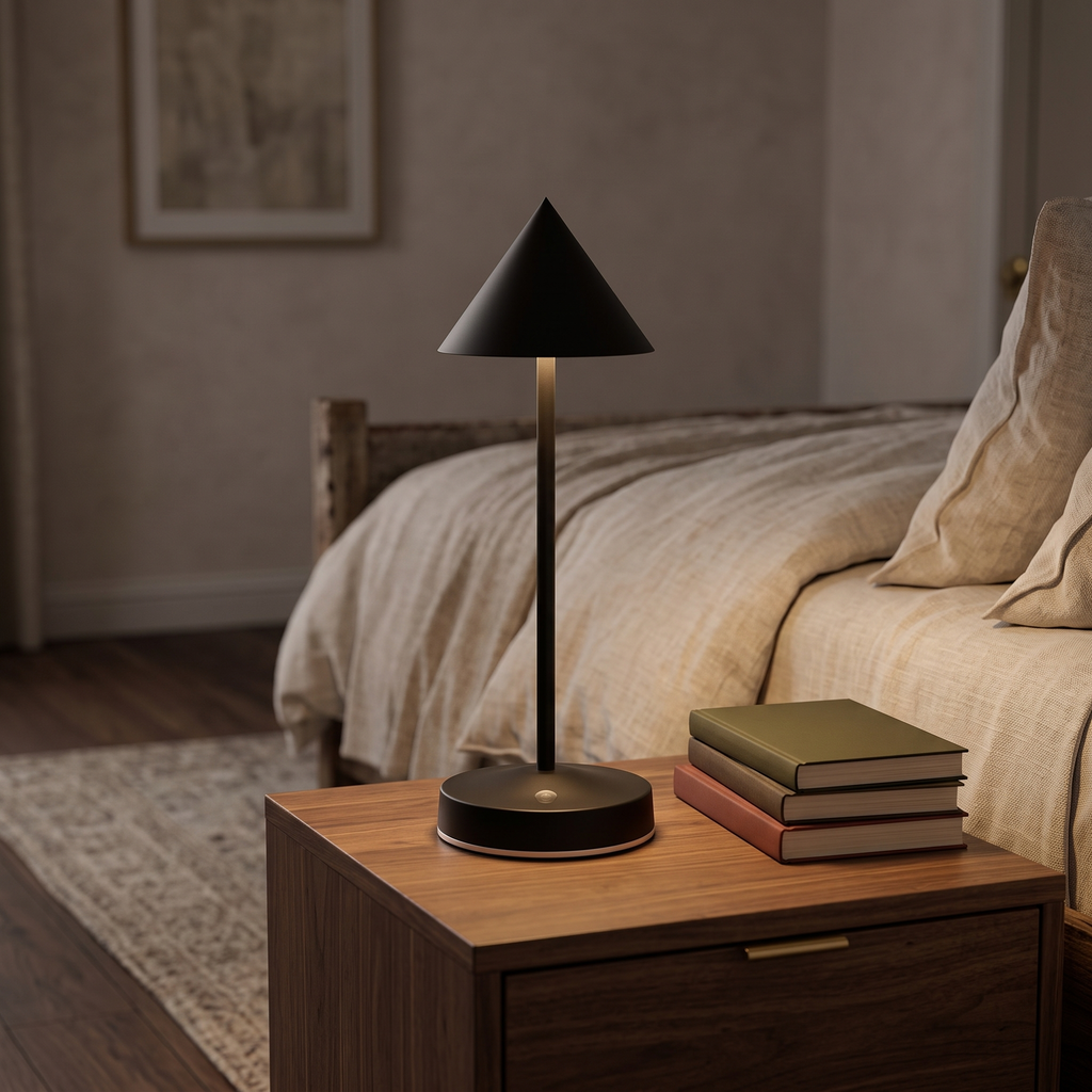 Cone Shade Cordless Lamp in a cozy home