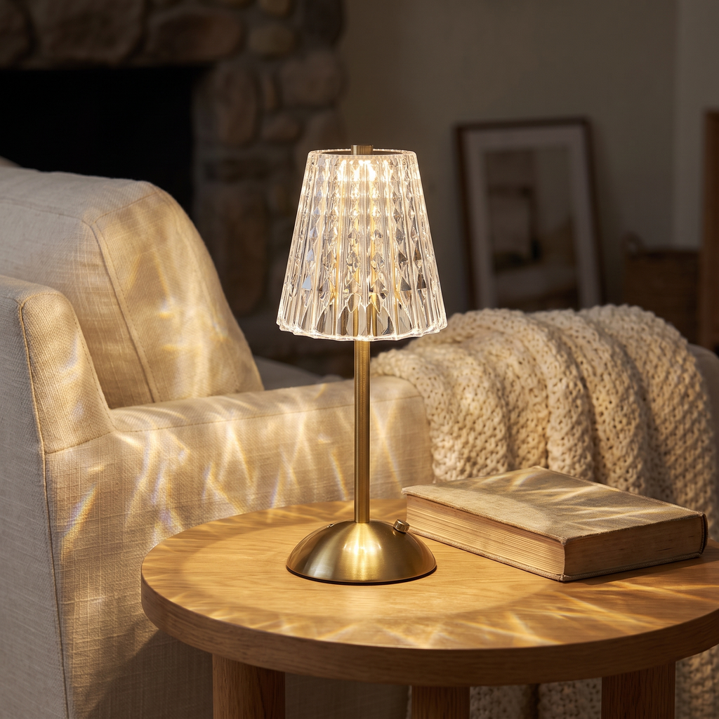 Starlight Crystal Cordless Lamp in a cozy home