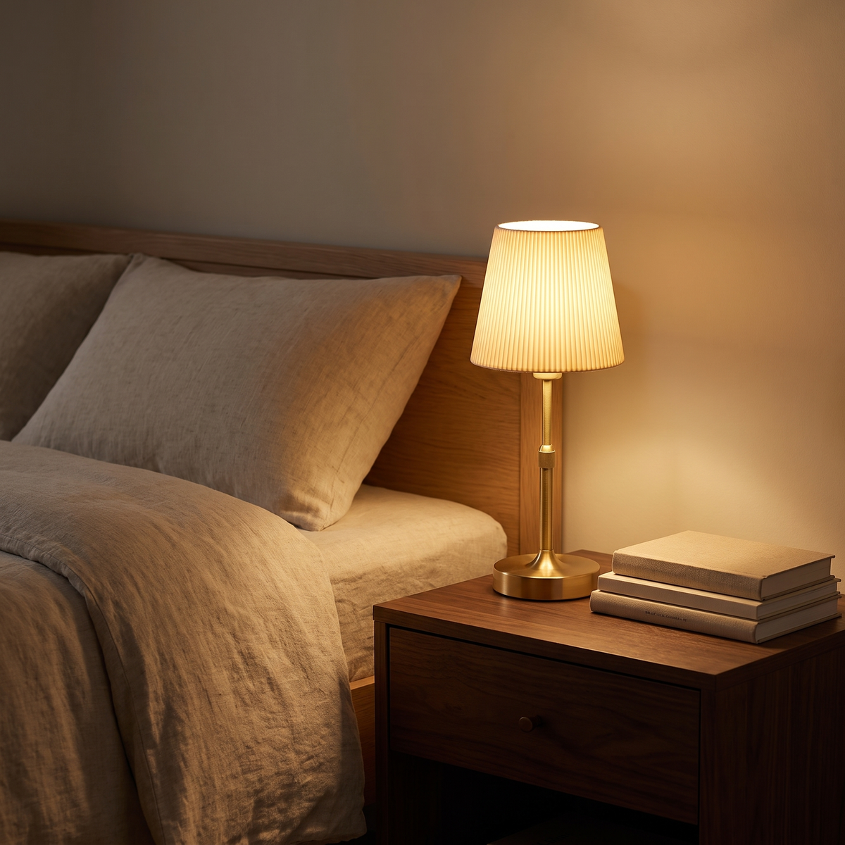 Fabric Shade Cordless Lamp, 2700K in a cozy home
