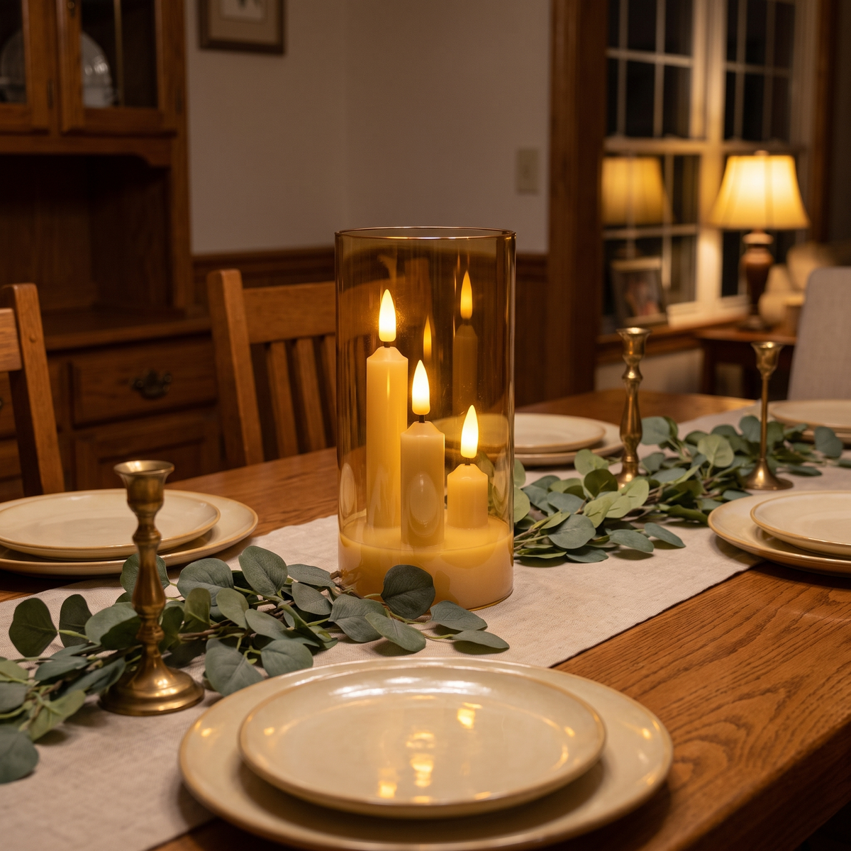 Taper Candle Lamps with Shade in a cozy home