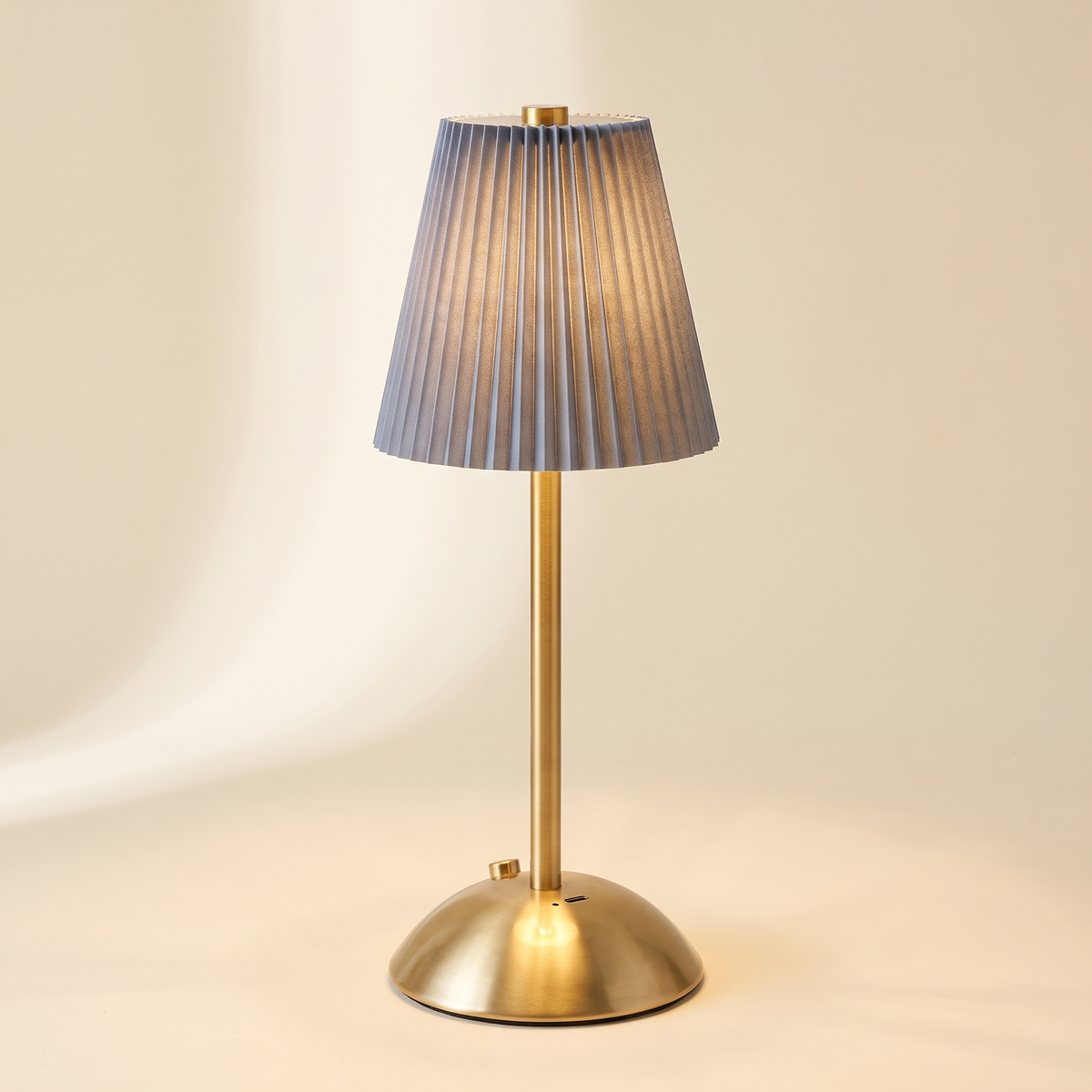 Pleated Cordless Table Lamp — Blue