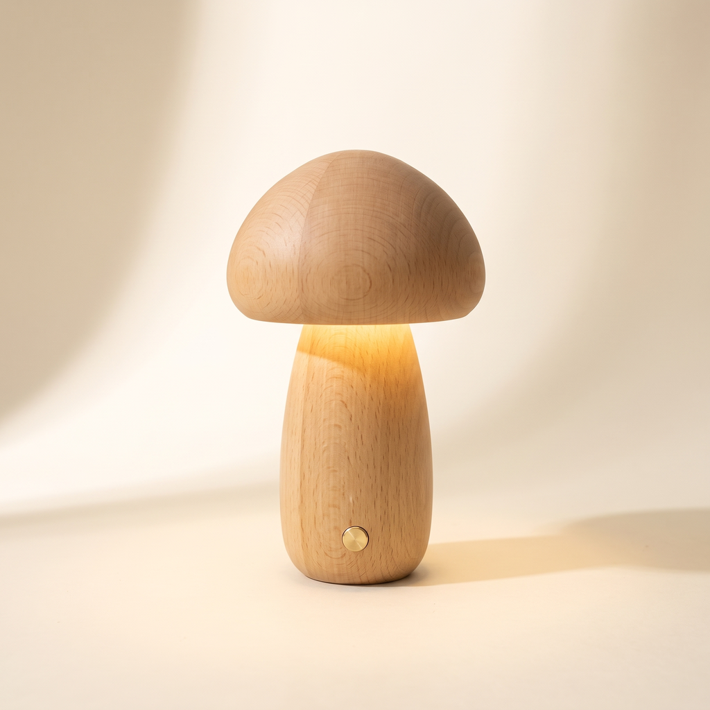 Wooden Mushroom Night Lamp — Beech · Large