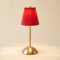 Pleated Cordless Table Lamp — Red