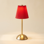 Pleated Cordless Table Lamp — Red