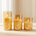 Starlight Flameless Pillar Candles — Gold