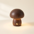 Wooden Mushroom Night Lamp — Walnut · Small