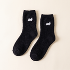 Fuzzy Cat Socks — Black, 1 Pair
