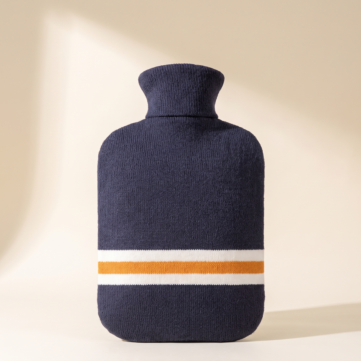 Hot Water Bottle with Knitted Cover — 2 L · Navy