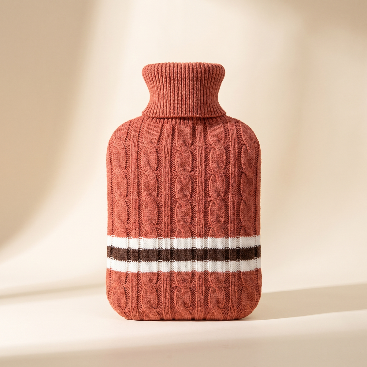 Hot Water Bottle with Knitted Cover — 2 L · Orange