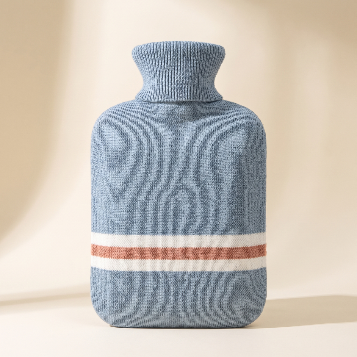 Hot Water Bottle with Knitted Cover — 2 L · Blue
