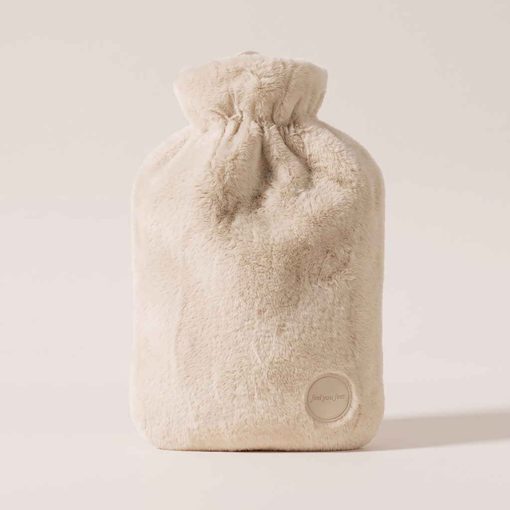 Hot Water Bottle with Soft Cover, 1 L — Beige + Cover