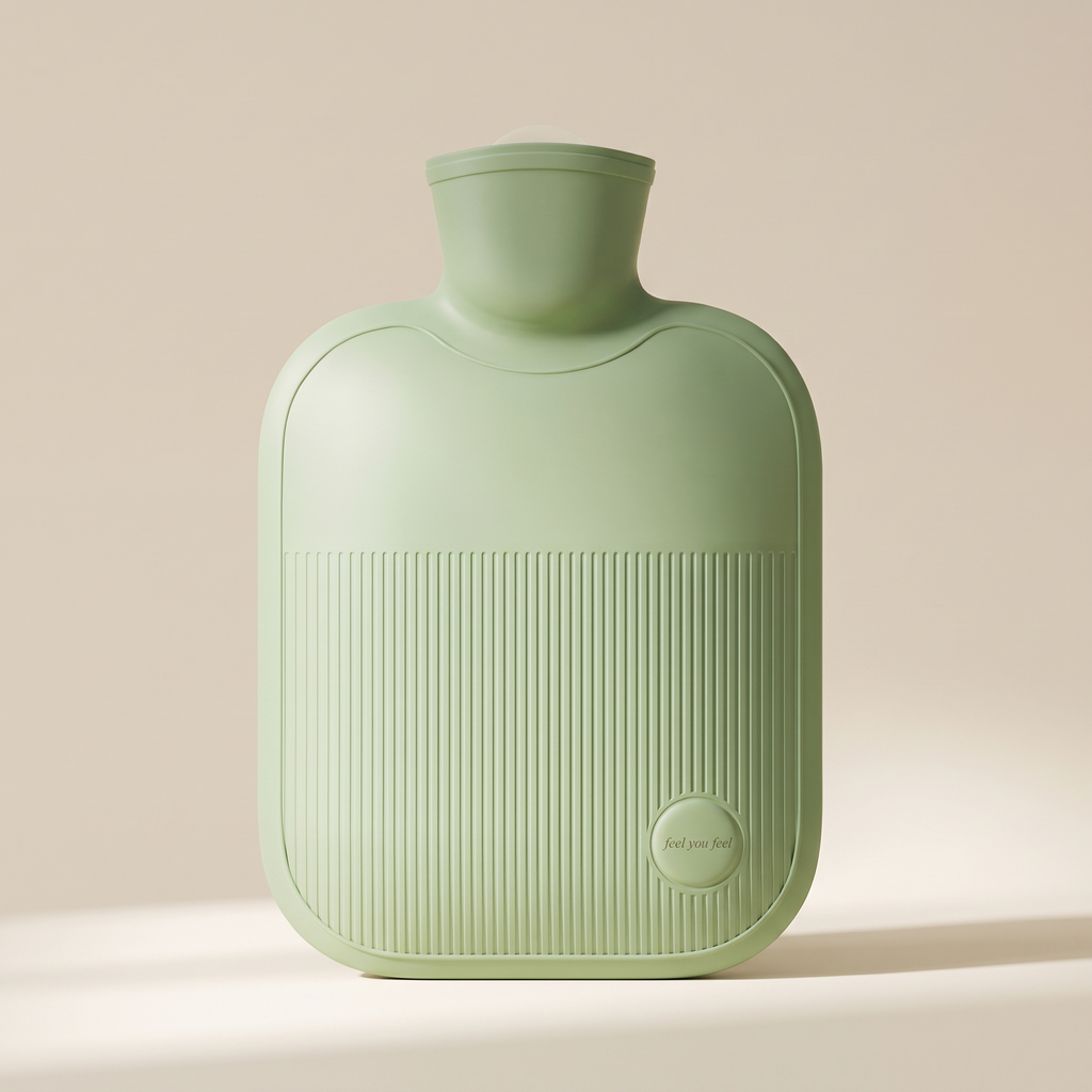 Hot Water Bottle with Soft Cover, 1 L — Green