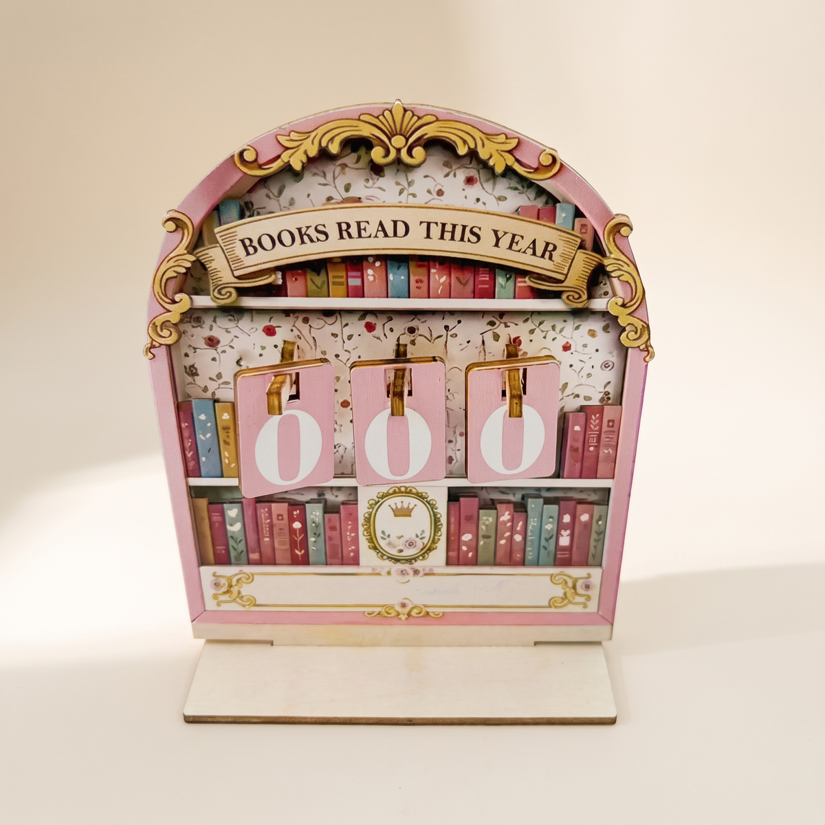 Wooden Reading Tracker, Counts to 999 Books — Design D