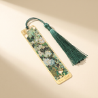 Painted Brass Bookmark with Tassel — White Rose