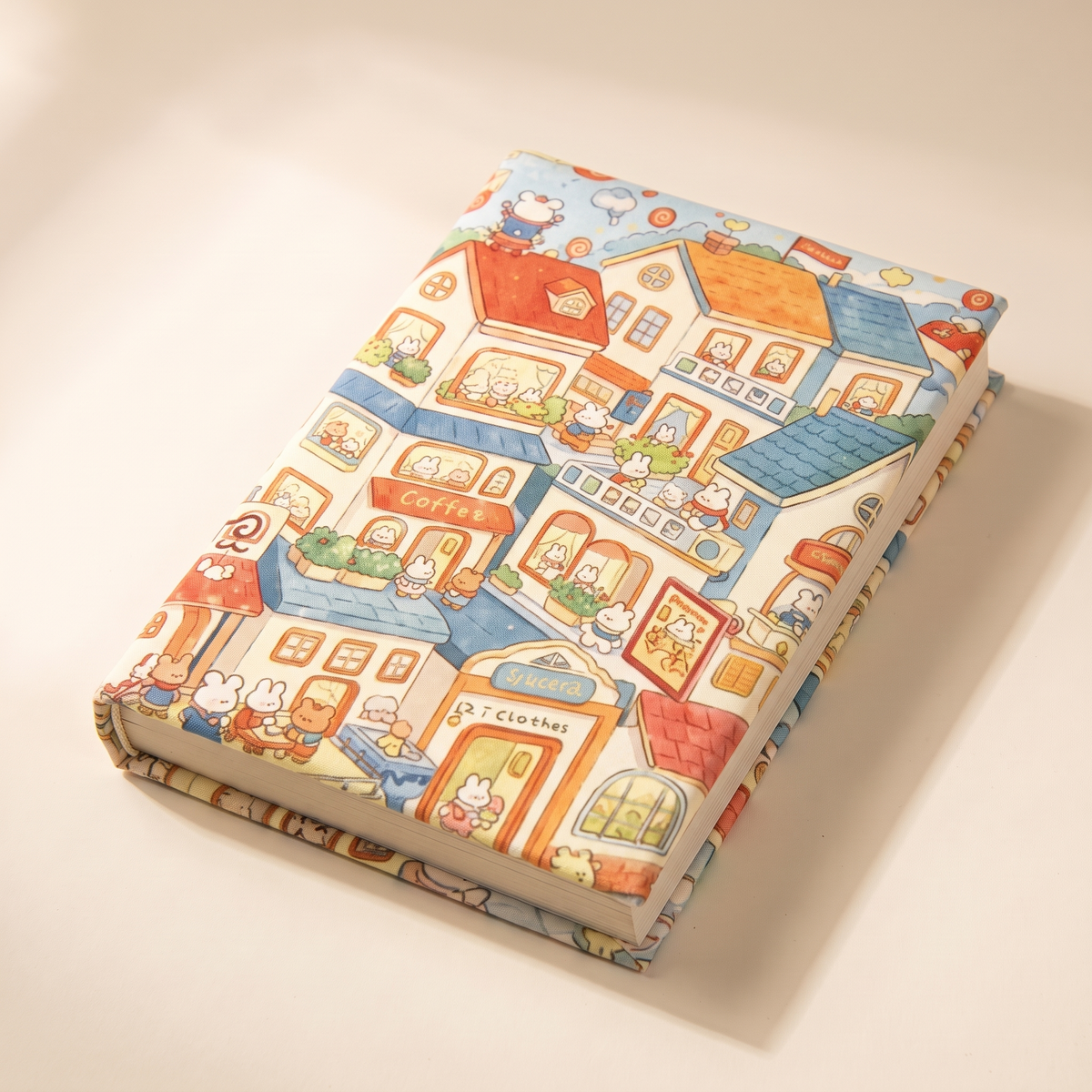 Fabric Book Sleeve, A5 & A6 — A5 Rabbit Town