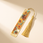 Painted Brass Bookmark with Tassel — Sunflower