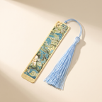 Painted Brass Bookmark with Tassel — Apricot Blossom