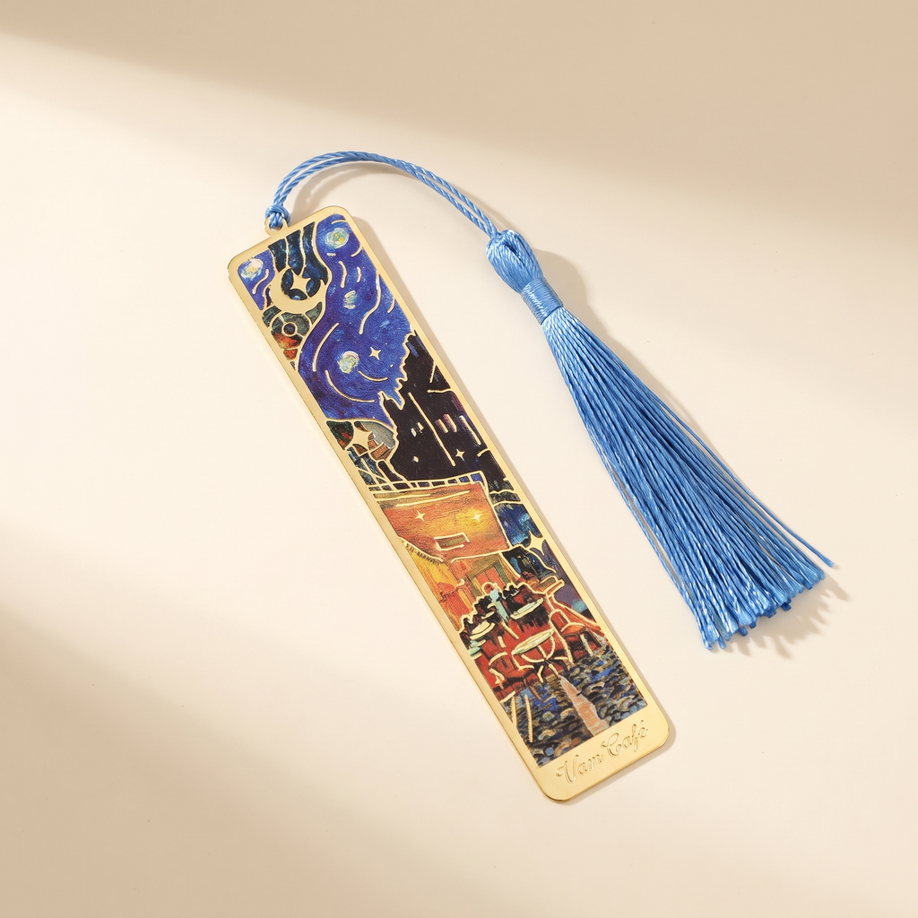 Painted Brass Bookmark with Tassel — Night Cafe