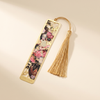 Painted Brass Bookmark with Tassel — Pink Rose