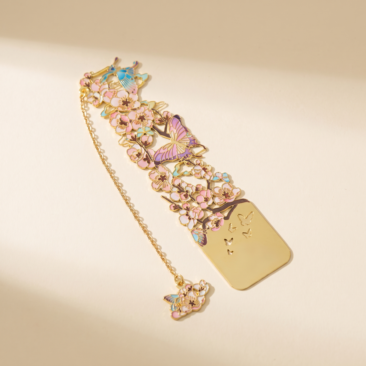 Famous Paintings Brass Bookmark with Tassel — Apricot Blossom