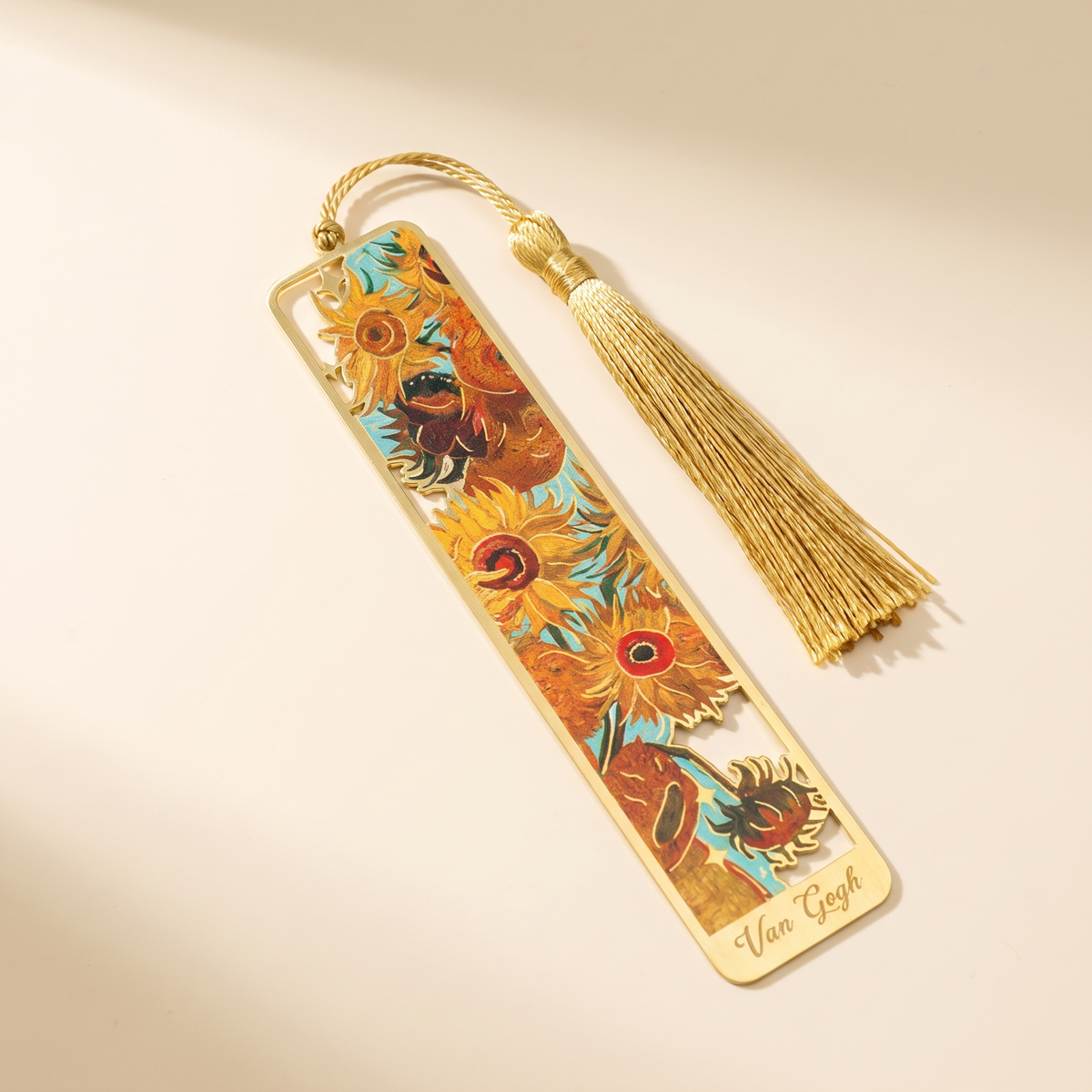 Famous Paintings Brass Bookmark with Tassel — Sunflower II