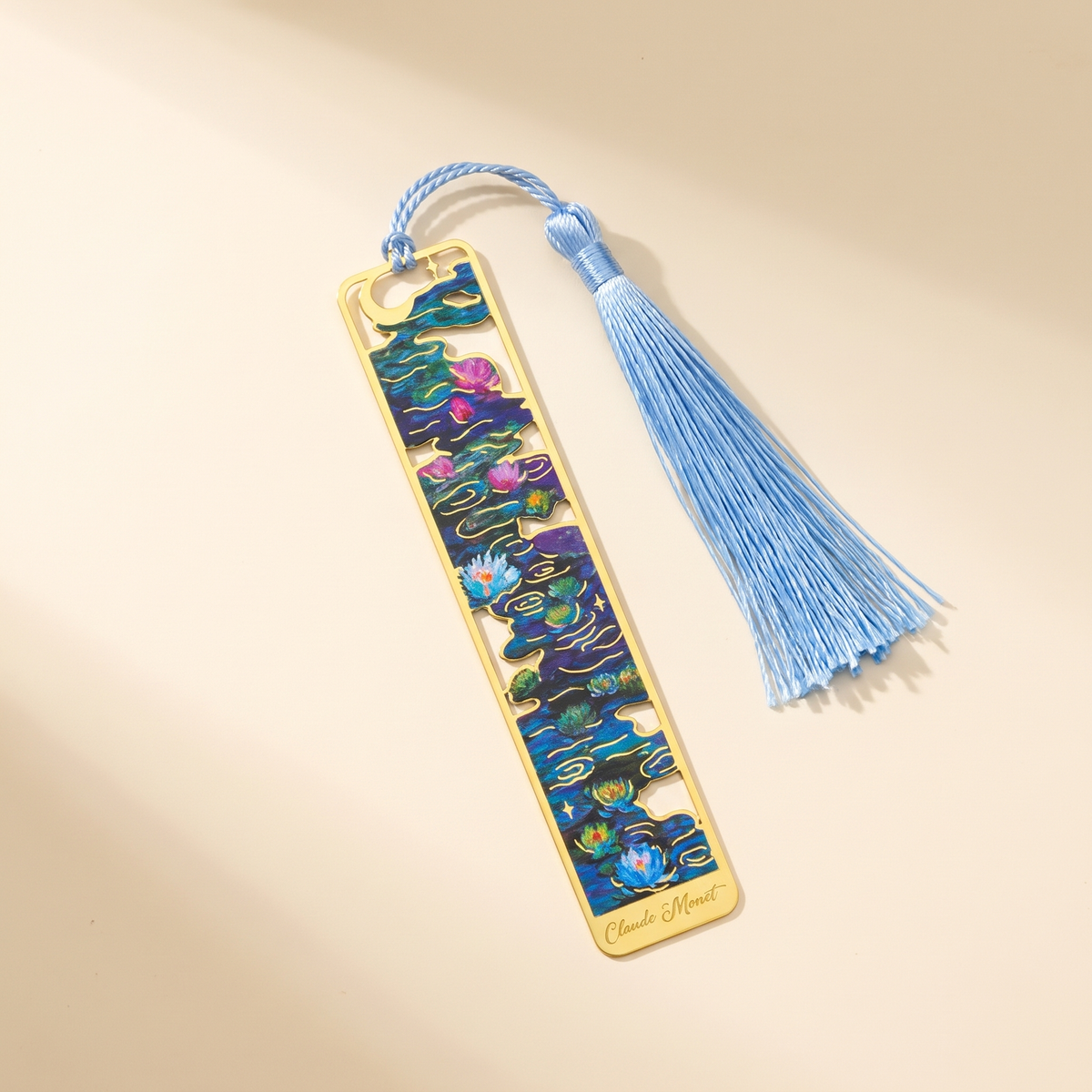 Famous Paintings Brass Bookmark with Tassel — Water lily