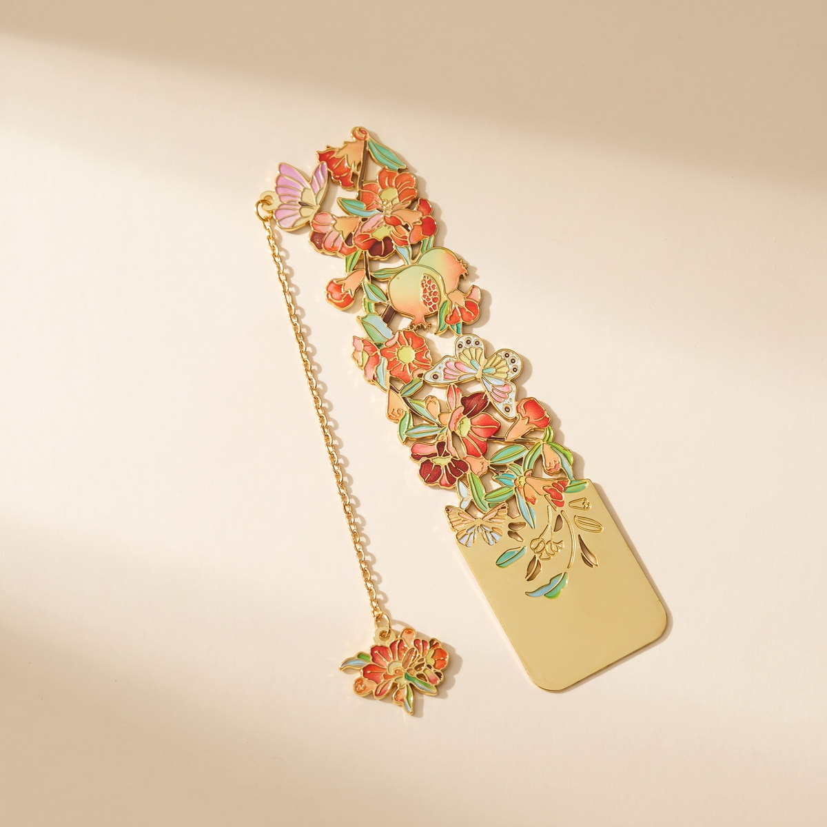 Famous Paintings Brass Bookmark with Tassel — Garnet flower