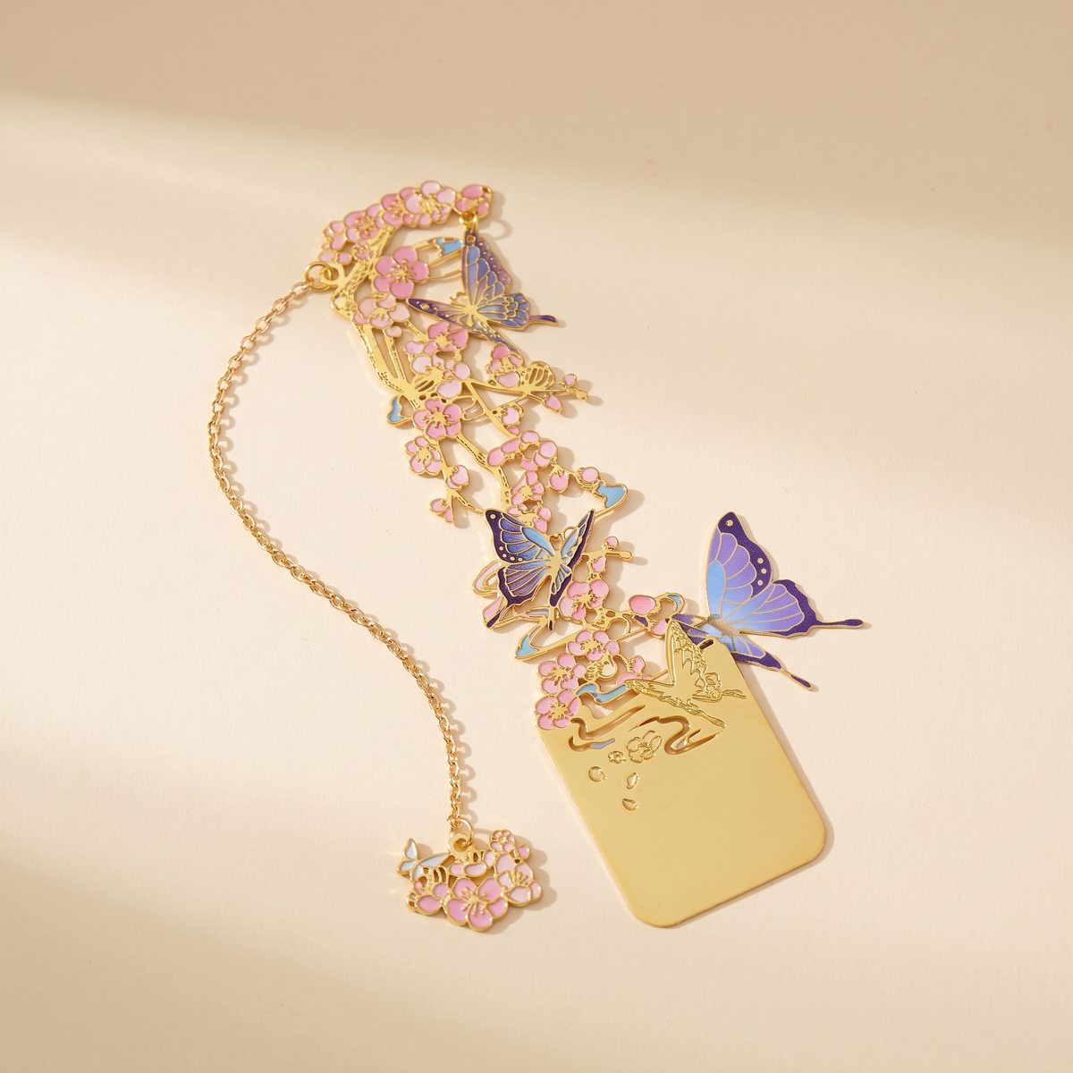 Famous Paintings Brass Bookmark with Tassel — Plum blossom