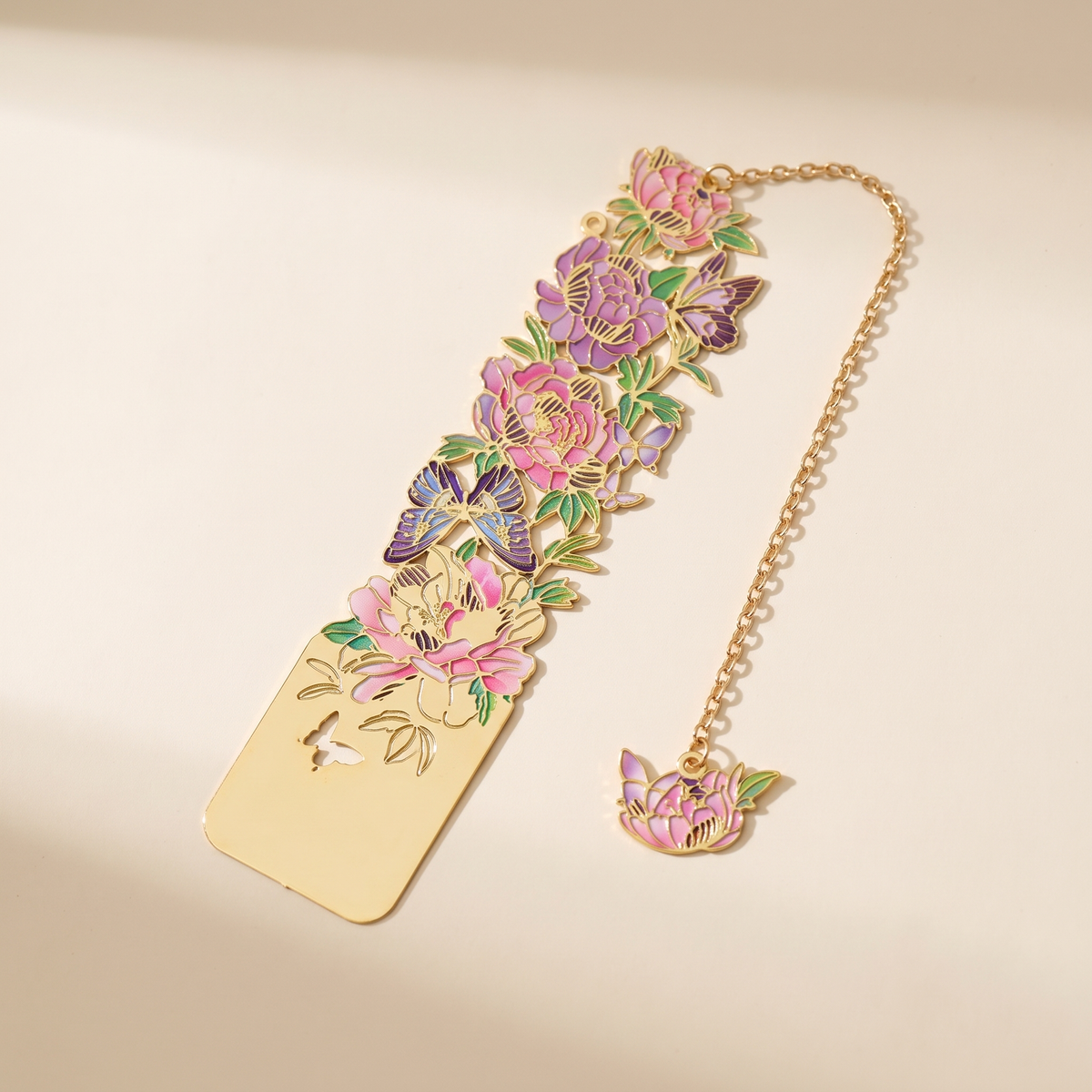 Famous Paintings Brass Bookmark with Tassel — Peony