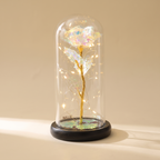 Light-Up Rose in Glass Dome — White