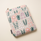 Embroidered E-Reader Sleeve — Beige Plants