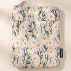 Embroidered E-Reader Sleeve — White Daisy