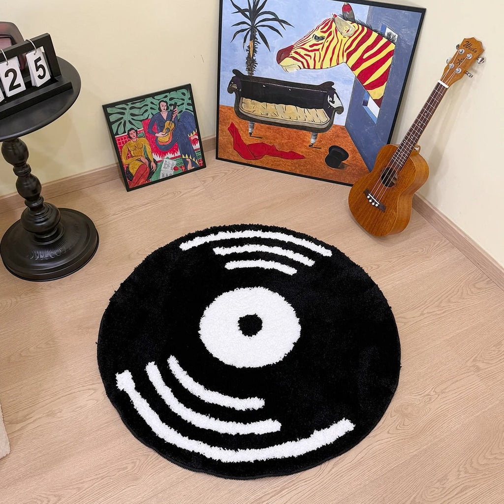 Retro Vinyl Record Tufted Round Rug