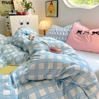 Kawaii Plaid Print Bedding Set