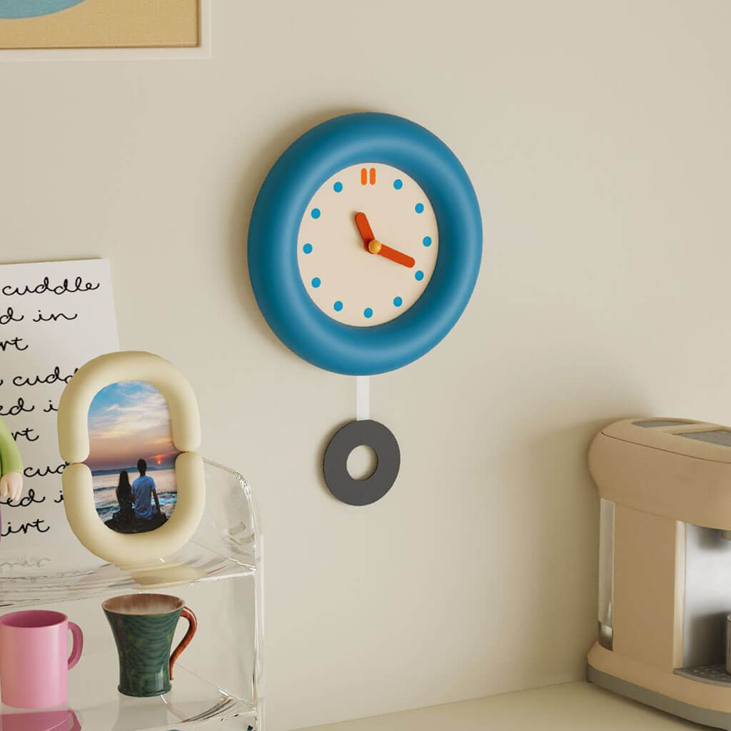 Kidrore Modern Blue Round Clock