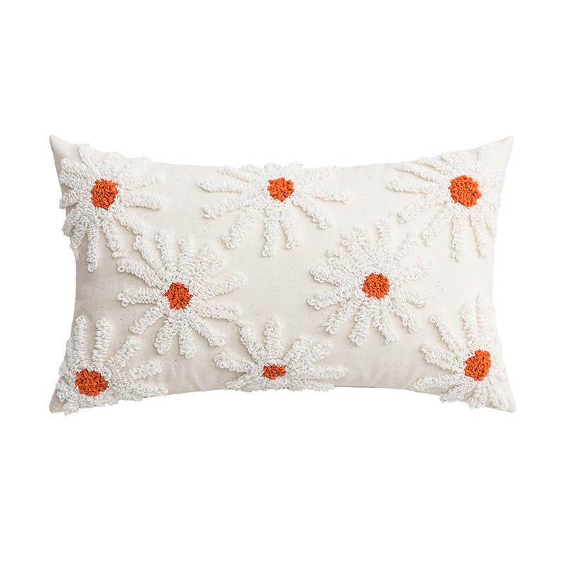 Light Beige Tufted Flower Cushion Cover