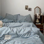 Light Blue Gingham Bedding Set