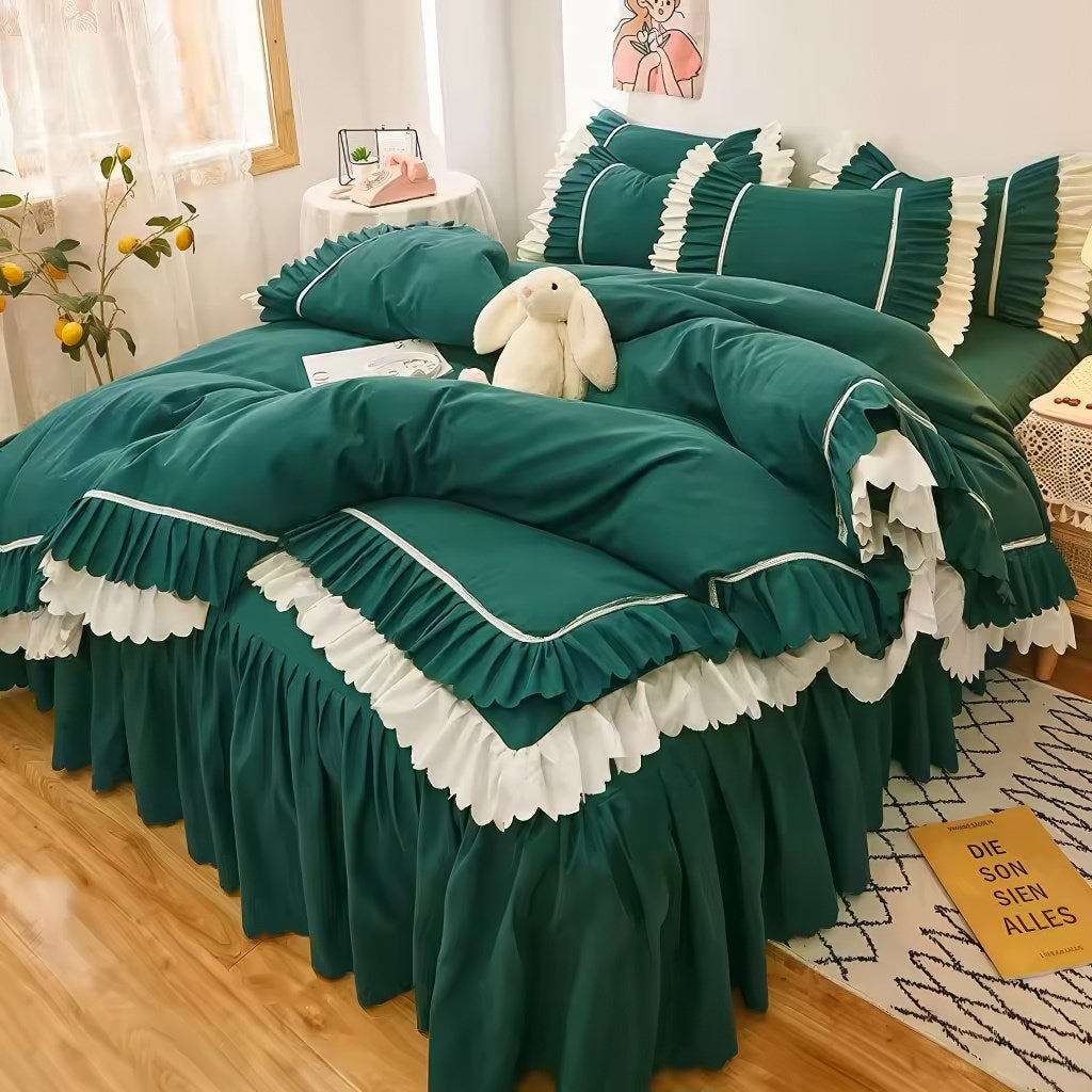 Lush Ruffled Coquette Aesthetic Bedding Set