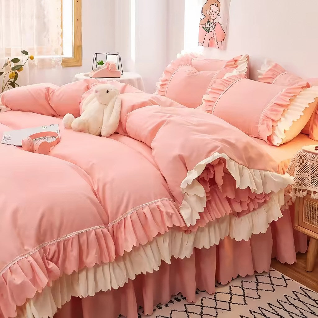 Lush Ruffled Coquette Aesthetic Bedding Set