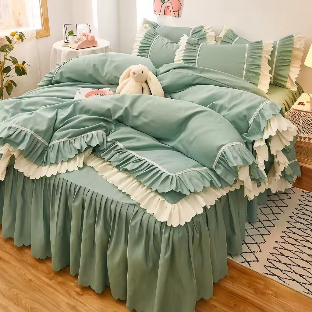 Lush Ruffled Coquette Aesthetic Bedding Set
