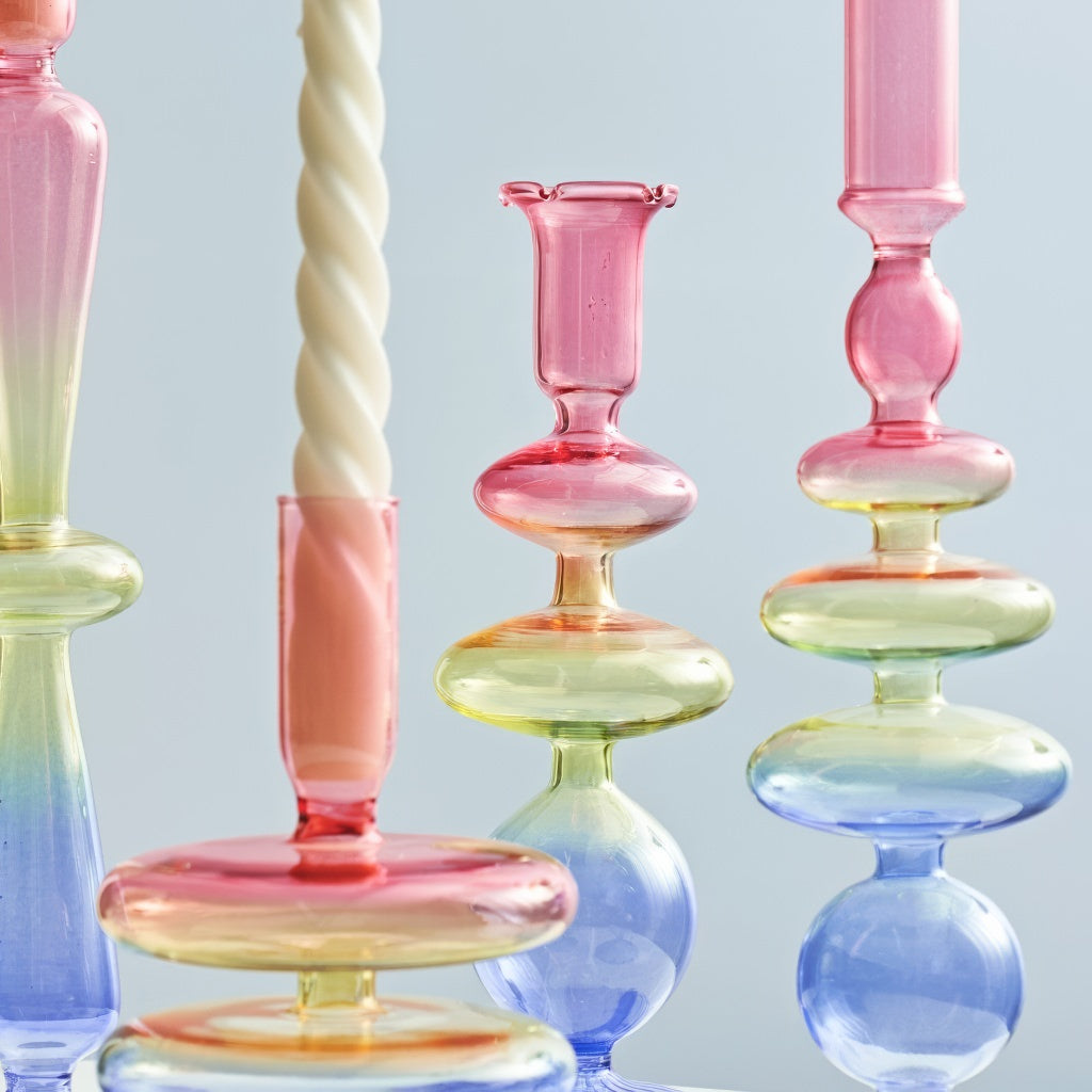 Multicolor Irregular Glass Candleholder