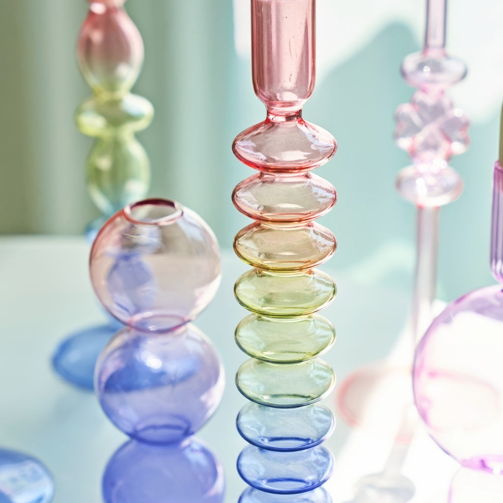 Multicolor Irregular Glass Candleholder