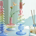 Multicolor Irregular Glass Candleholder