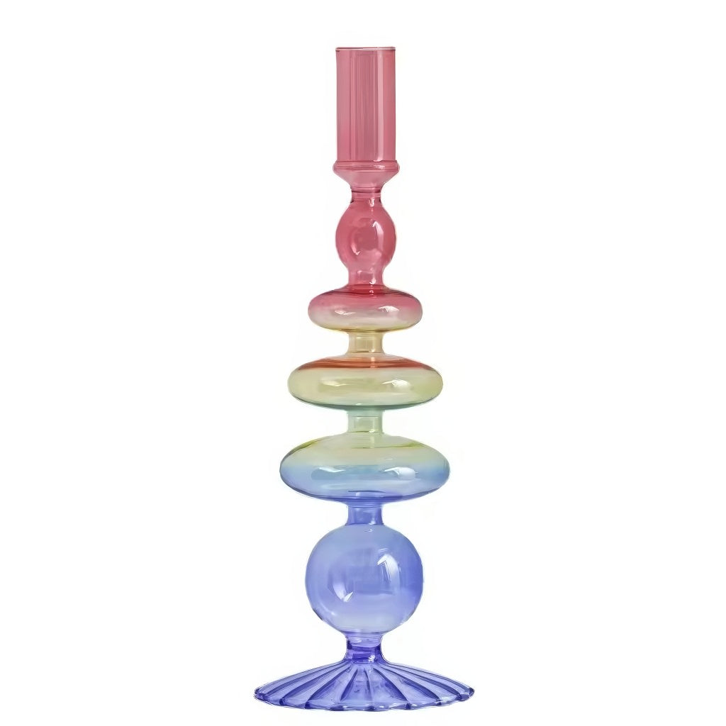 Multicolor Irregular Glass Candleholder